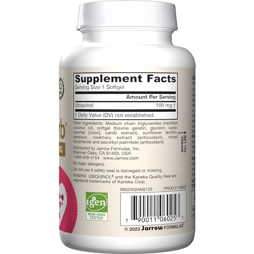 Jarrow Formulas® QH-Absorb®, 100 mg, Ubiquinol Dietary Supplement for Healthy Cardiovascular Function, 120 Softgels, 120 Day Supply - Nirvana Guru