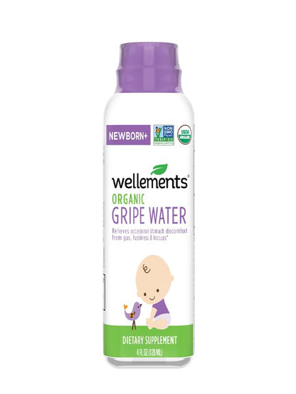 Wellements Organic Gripe Water | Relieves Occasional Stomach Discomfort from Baby Gas, Colic, Hiccups and Fussiness | Certified Organic and Non-GMO | No Artificial Flavors | 4 Fl Oz. | Ages Newborn+ Nirvana Guru