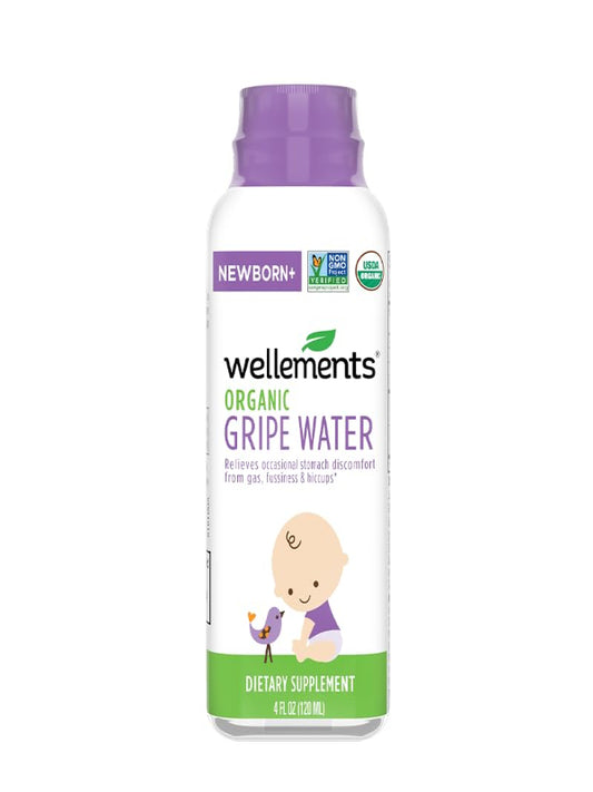 Wellements Organic Gripe Water | Relieves Occasional Stomach Discomfort from Baby Gas, Colic, Hiccups and Fussiness | Certified Organic and Non-GMO | No Artificial Flavors | 4 Fl Oz. | Ages Newborn+ Nirvana Guru
