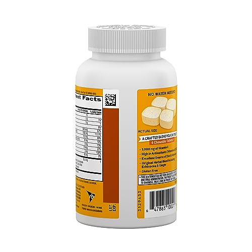 Airborne Vitamin C 1000mg (per Serving) - Citrus Chewable Tablets (116 Count in a Bottle), Gluten-Free Immune Support Supplement, with Vitamins A C E, Zinc, Selenium, Echinacea, Ginger, Antioxidants Nirvana Guru