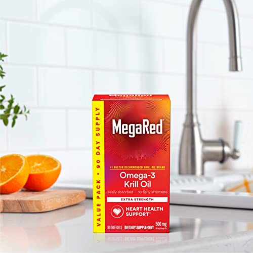 MegaRed - Omega-3 Krill Oil 350mg Softgels (130 Count in A Bottle), EPA & DHA Omega-3 Fatty Acids with No Fishy Aftertaste Unlike Fish Oil, Contains Antioxidant Astaxanthin - Nirvana Guru