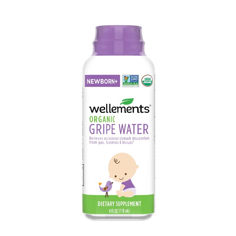 Wellements Organic Gripe Water | Relieves Occasional Stomach Discomfort from Baby Gas, Colic, Hiccups and Fussiness | Certified Organic and Non-GMO | No Artificial Flavors | 4 Fl Oz. | Ages Newborn+ Nirvana Guru