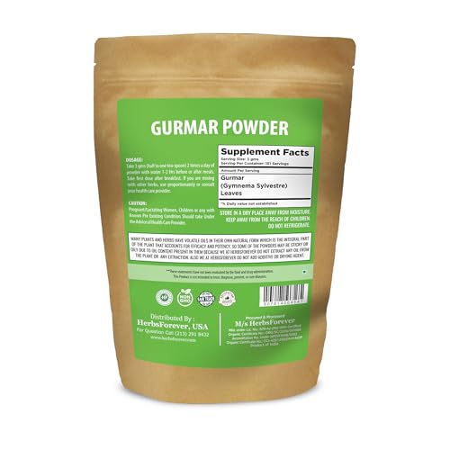 Gurmar Powder Leaves Powder Gymnema Sylvestre Support Healthy Sweet Level Non GMO, Organic, Vegan 230 GMS Nirvana Guru
