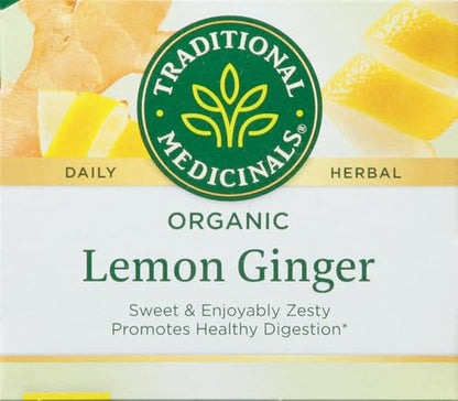 Traditional Medicinals Tea, Organic Ginger, Healthy Digestion, Pleasantly Spicy & Warming, 16 Tea Bags - Nirvana Guru