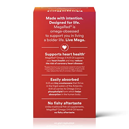 MegaRed - Omega-3 Krill Oil 350mg Softgels (130 Count in A Bottle), EPA & DHA Omega-3 Fatty Acids with No Fishy Aftertaste Unlike Fish Oil, Contains Antioxidant Astaxanthin - Nirvana Guru