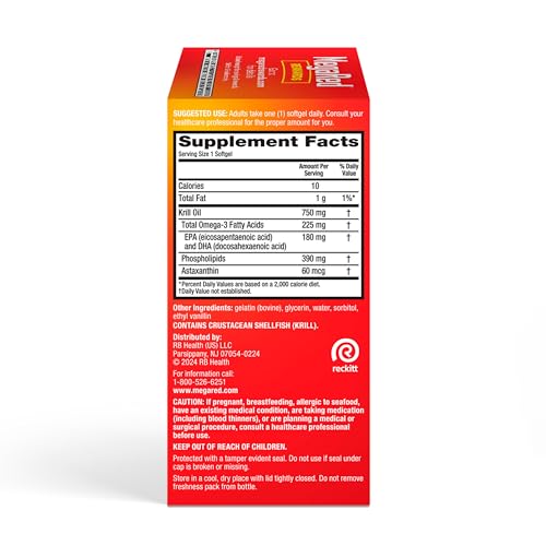 MegaRed - Omega-3 Krill Oil 350mg Softgels (130 Count in A Bottle), EPA & DHA Omega-3 Fatty Acids with No Fishy Aftertaste Unlike Fish Oil, Contains Antioxidant Astaxanthin - Nirvana Guru