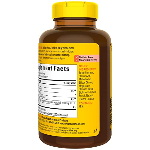 Nature Made Extra Strength Dosage Chewable Vitamin C 1000 mg per serving, Dietary Supplement for Immune Support, 90 Tablets, 45 Day Supply - Nirvana Guru