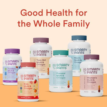 SmartyPants Kids Multivitamin Gummies - Improved Formula: Omega 3 (DHA/EPA), Vitamins D3, C, B12, B6, Vitamin A, K & Zinc, Gluten Free, Three Fruit Flavors, 60 Count (30 Day Supply)