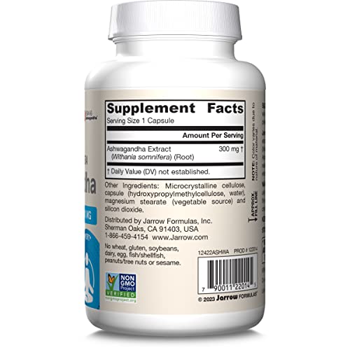 Jarrow Formulas® Ashwagandha Capsules, 300 mg Supplement Supports Normalized Resistance to Mental and Physical Stress, 120 Veggie Capsules, 60 Day Supply - Nirvana Guru