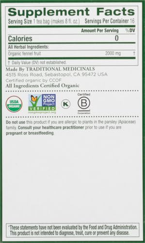 Traditional Medicinals Organic Fennel Tea, 16 Count - Nirvana Guru