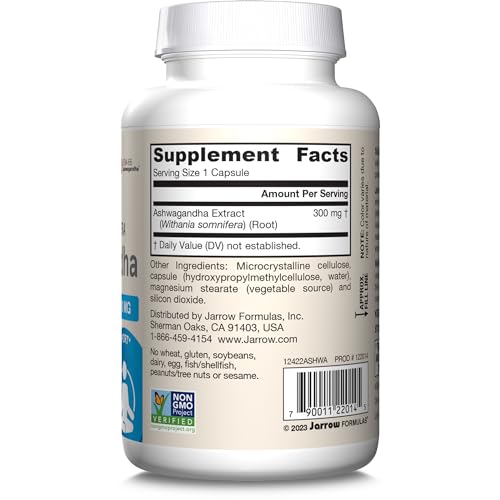 Jarrow Formulas® Ashwagandha Capsules, 300 mg Supplement Supports Normalized Resistance to Mental and Physical Stress, 120 Veggie Capsules, 60 Day Supply - Nirvana Guru