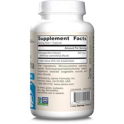 Jarrow Formulas® Ashwagandha Capsules, 300 mg Supplement Supports Normalized Resistance to Mental and Physical Stress, 120 Veggie Capsules, 60 Day Supply - Nirvana Guru