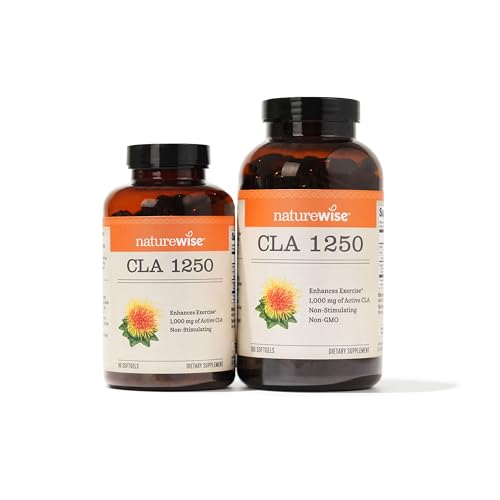NatureWise CLA 1300 - 95% Active Conjugated Linoleic Acid for Women and Men, Not Stimulating, Supports Weight & Fitness Goals - Non-GMO, Gluten Free - 180 Softgels[2-Month Supply] - Nirvana Guru