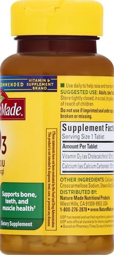 Nature Made Vitamin D3 2000 IU (50 mcg), Dietary Supplement for Bone, Teeth, Muscle and Immune Health Support, 400 Tablets, 400 Day Supply - Nirvana Guru
