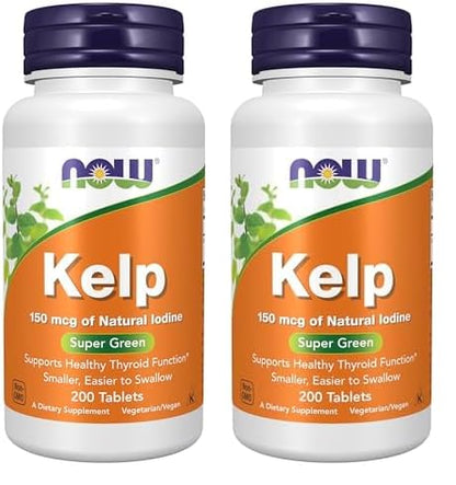 NOW Foods Supplements, Kelp 150 mcg of Natural Iodine, Easier to Swallow Tablet, Super Green, 200 Tablets Nirvana Guru