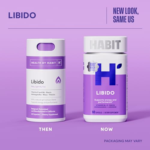 Habit Libido Supplement 2 Pack (120 Capsules) - New Look, Natural Aphrodisiac Blend with Maca, Ashwagandha L-Arginine, Supports Energy and Performance, Vegan, Non-GMO