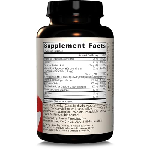 Jarrow Formulas B-Right, Optimized B Complex Featuring Vitamin B1, B2, B5, B6, B12 and B9 to Support Cellular Energy, Immune Health and Stress Management, 100 Veggie Capsules, Up to a 100 Day Supply - Nirvana Guru