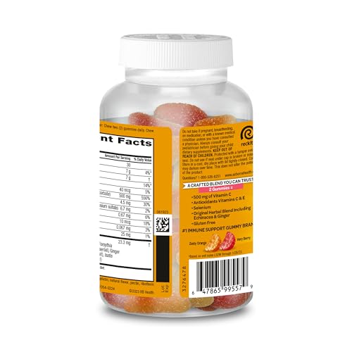 Airborne Vitamin C 500mg (per Serving) - Assorted Fruit Flavored Kids Gummies (63 Count in a Bottle), Gluten-Free Immune Support Supplement with Vitamins C E, Selenium Nirvana Guru