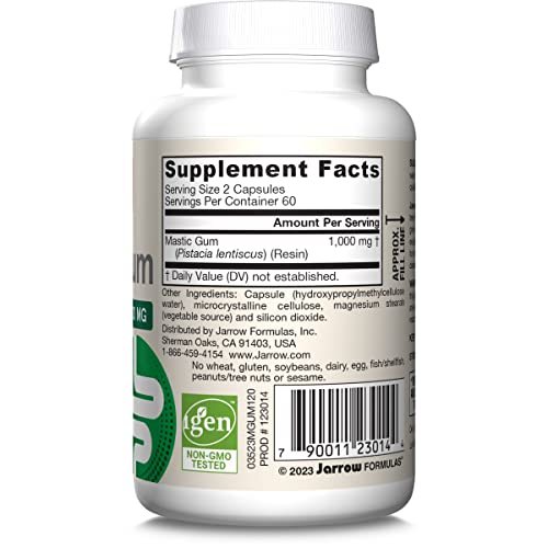 Jarrow Formulas Mastic Gum 1000 mg, Dietary Supplement for Gastrointestinal Health Support, 60 Veggie Capsules, 30 Day Supply - Nirvana Guru