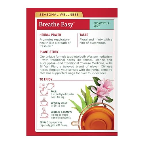 Traditional Medicinals - Breathe Easy Seasonal Tea - Promotes Respiratory Health - 16 Tea Bags - Nirvana Guru