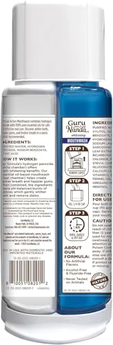 GuruNanda Teeth Whitening Dual Barrel Oxyburst Mouthwash - Alcohol & Fluoride Free, Hydrogen Peroxide to Promote Whiter Teeth - Wild Mint - 20 Fl Oz Nirvana Guru