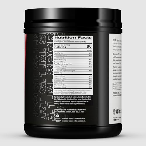 BARE PERFORMANCE NUTRITION, BPN G.1.M Go One More Sport, Endurance Training Fuel, Superior Carbohydrate & Electrolytes Powder Formula, Reduce Fatigue, Lemon Lime, 25 Servings