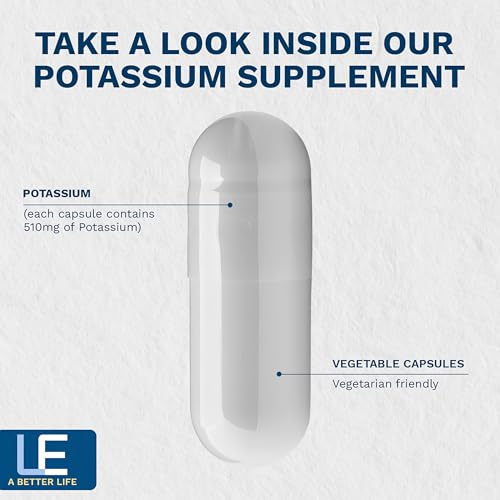 Life Enhancement High Absorption Potassium Supplement for Muscle, Brain & Bone Health - No Additives High Potency Elemental Potassium Supplement is Made in USA (240 Capsules – 120 Servings) Nirvana Guru
