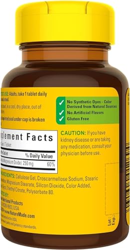 Nature Made Magnesium Oxide 250 mg, Magnesium Supplement for Muscle, Heart, Bone and Nerve Health Support, 100 Tablets, 100 Day Supply - Nirvana Guru