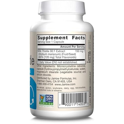 Jarrow Formulas Milk Thistle 150 mg With 30:1 Standardized Silymarin Extract, Dietary Supplement for Liver Function Support, 200 Veggie Capsules, 66-200 Day Supply - Nirvana Guru