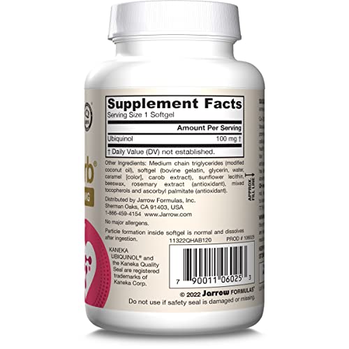 Jarrow Formulas® QH-Absorb®, 100 mg, Ubiquinol Dietary Supplement for Healthy Cardiovascular Function, 120 Softgels, 120 Day Supply - Nirvana Guru