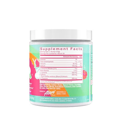 Alani Nu Pre Workout Powder Hawaiian Shaved ICE, Amino Energy Boost, Endurance Supplement, Sugar Free, 200mg Caffeine, L-Theanine, Beta-Alanine, L-Citrulline, 30 Servings Nirvana Guru