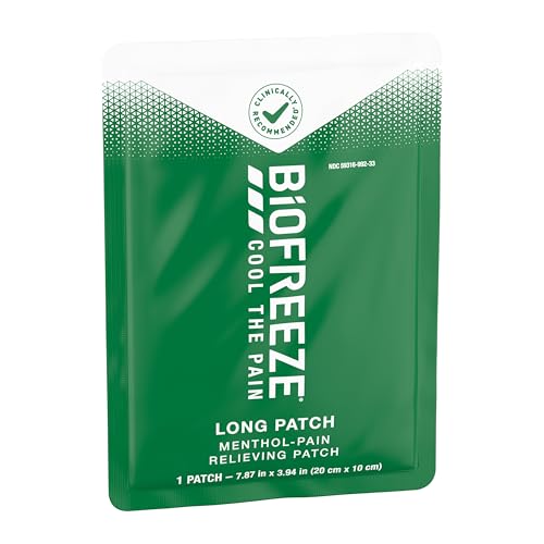 Biofreeze Large Pain Relief Patches, Menthol Pain Patches for Lower Back, Neck, Knee, & Shoulder, Comfortable & Flexible Fabric Stays in Place, FSA Eligible, 5 ct