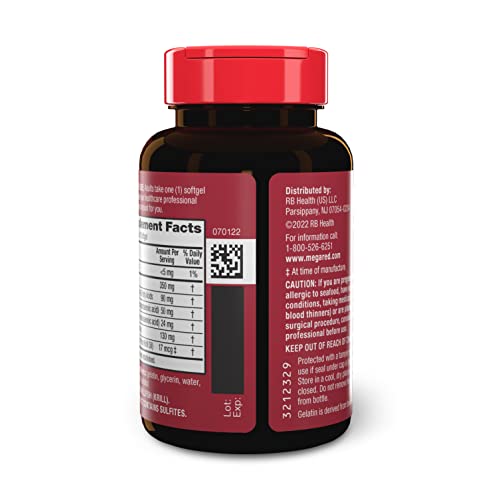 MegaRed - Omega-3 Krill Oil 350mg Softgels (130 Count in A Bottle), EPA & DHA Omega-3 Fatty Acids with No Fishy Aftertaste Unlike Fish Oil, Contains Antioxidant Astaxanthin - Nirvana Guru