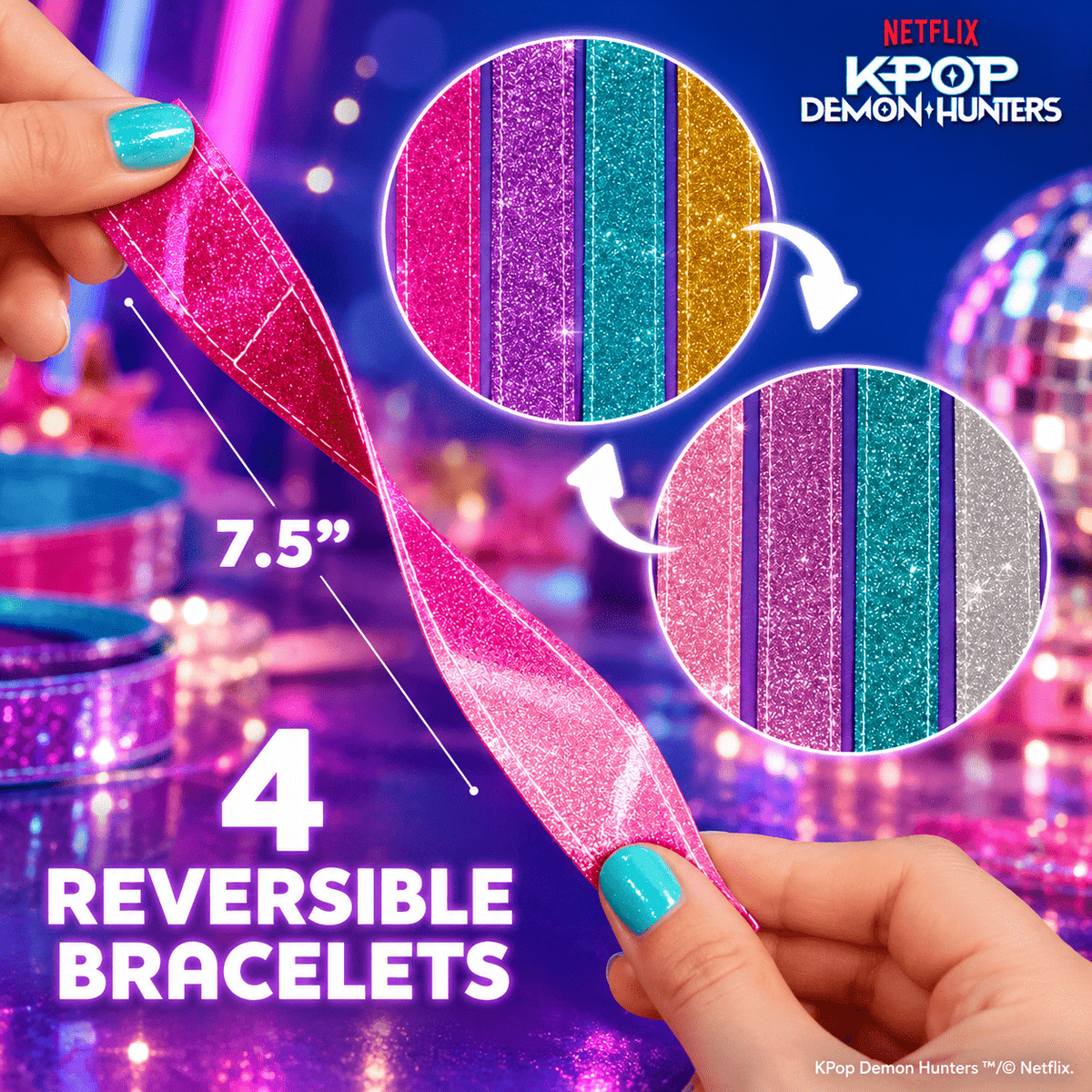 KPop Demon Hunters Bracelet Making Combo – Sparkle Bracelet Kit + Rumi, Mira & Zoey Friendship Bracelet 3-Pack