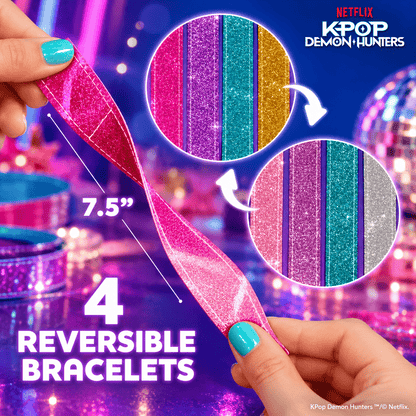 KPop Demon Hunters Bracelet Making Combo – Sparkle Bracelet Kit + Rumi, Mira & Zoey Friendship Bracelet 3-Pack