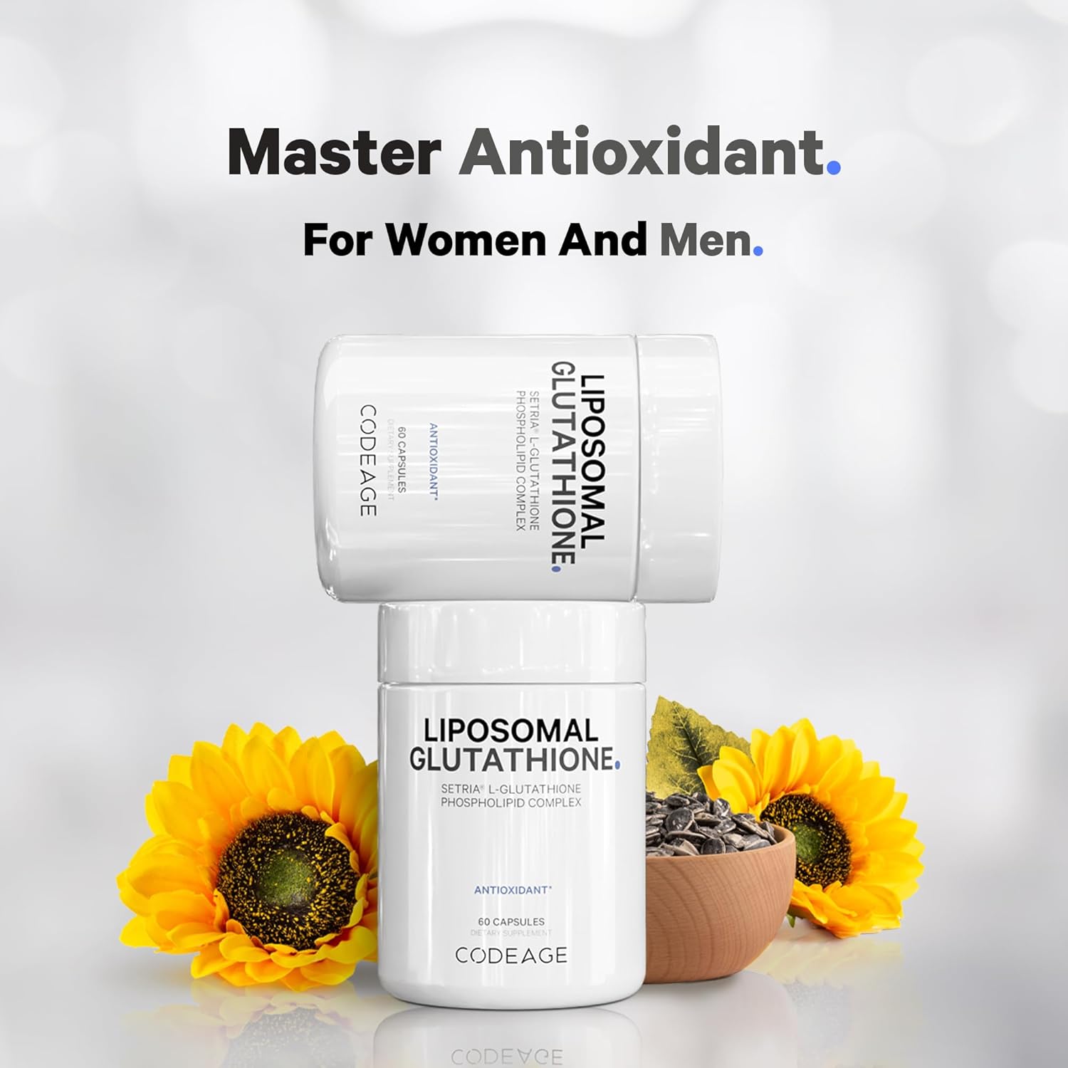 Codeage Liposomal Glutathione Supplement - Pure Reduced Setria L-Glutathione, Liposomal Delivery, Phospholipid Complex - Encapsulated Glutathione Powder Pills - Vegan, Non-GMO - 60 Capsules - Nirvana Guru