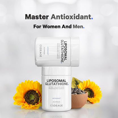 Codeage Liposomal Glutathione Supplement - Pure Reduced Setria L-Glutathione, Liposomal Delivery, Phospholipid Complex - Encapsulated Glutathione Powder Pills - Vegan, Non-GMO - 60 Capsules - Nirvana Guru