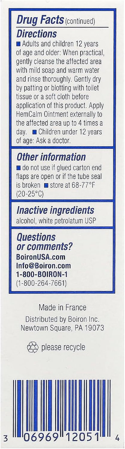 Boiron HemCalm Ointment for Hemorrhoid Relief of Pain, Itching, Swelling or Discomfort - 1 oz - Nirvana Guru