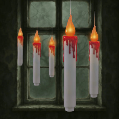 White Hanging Candle Lights, 4PC, Orange LED Flickering Flame, Battery Operated, 7in, Halloween Indoor, by Way To Celebrate nirvanaguru