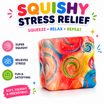 4 PCS Squishy Toy Set – Donut, Apple, Strawberry & Colorful Cube Sensory Squeeze Toys Nirvana Guru