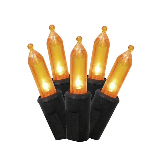 Orange Lights, 50CT, LED Minis, 9.5ft, Halloween Indoor/Outdoor, by Way To Celebrate Nirvana Guru