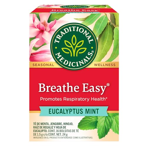 Traditional Medicinals - Breathe Easy Seasonal Tea - Promotes Respiratory Health - 16 Tea Bags - Nirvana Guru