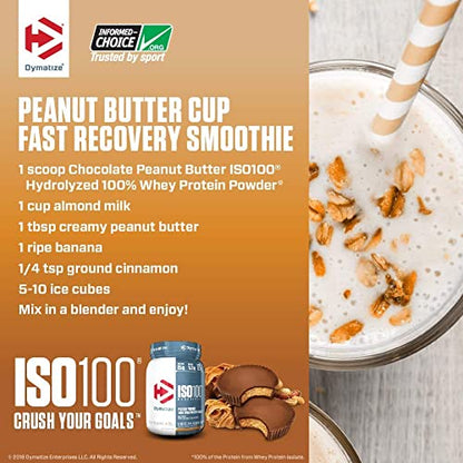 Dymatize ISO100 Whey Protein Powder Isolate, Gourmet Chocolate, 25g of Protein, 20 Servings, 5.5g BCAAs, Less Than 120 Cal., Gluten Free, 1g Fat, 1g Sugar, 2g Carb