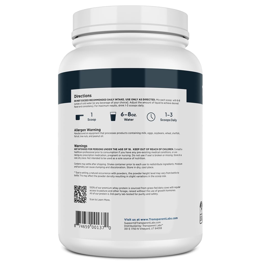 Transparent Labs Grass-Fed Whey Protein Isolate - Naturally Flavored, Gluten Free Whey Protein Powder with 28g of Protein per Serving & 9 Amino Acids - 30 Servings, Milk Chocolate Nirvana Guru