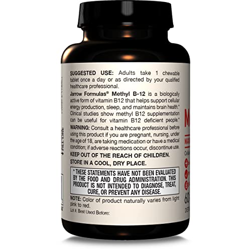 Jarrow Formulas Vitamin B12 5000 mcg - Maximum Strength for Cellular Energy and Brain Health, 60 Cherry Chewable Tablets, B12 Vitamins 5000 mcg - Nirvana Guru