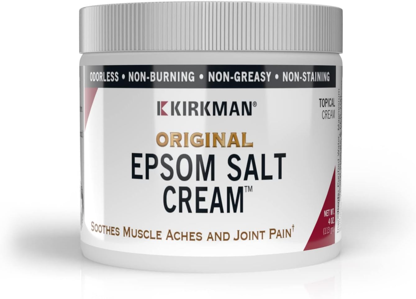 Kirkman – Epsom Salt Cream – 4oz Cream – Gluten Free – Casein Free - Nirvana Guru