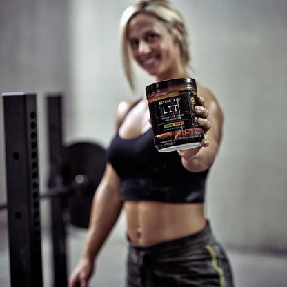BEYOND RAW LIT Pre Workout Powder Supplement for Men and Women, Energy, Focus, Endurance, Pumps, Nitric Oxide Boost, 250mg Caffeine, Creatine, Beta Alanine, Gummy Worm, 30 Servings Nirvana Guru