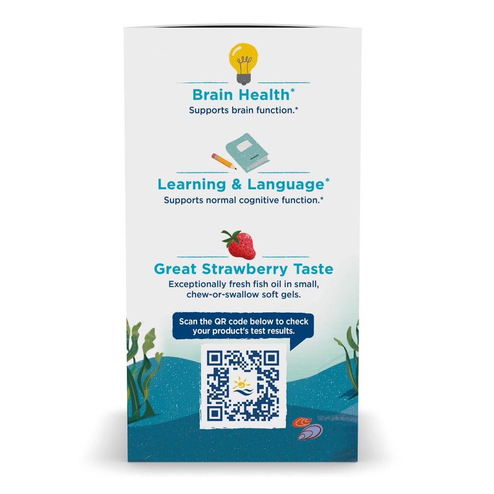 Nordic Naturals Ultimate Omega Jr., Strawberry - 120 Mini Soft Gels - 680 Total Omega-3s with EPA & DHA - Brain Health, Mood, Learning - Non-GMO - 60 Servings - Nirvana Guru