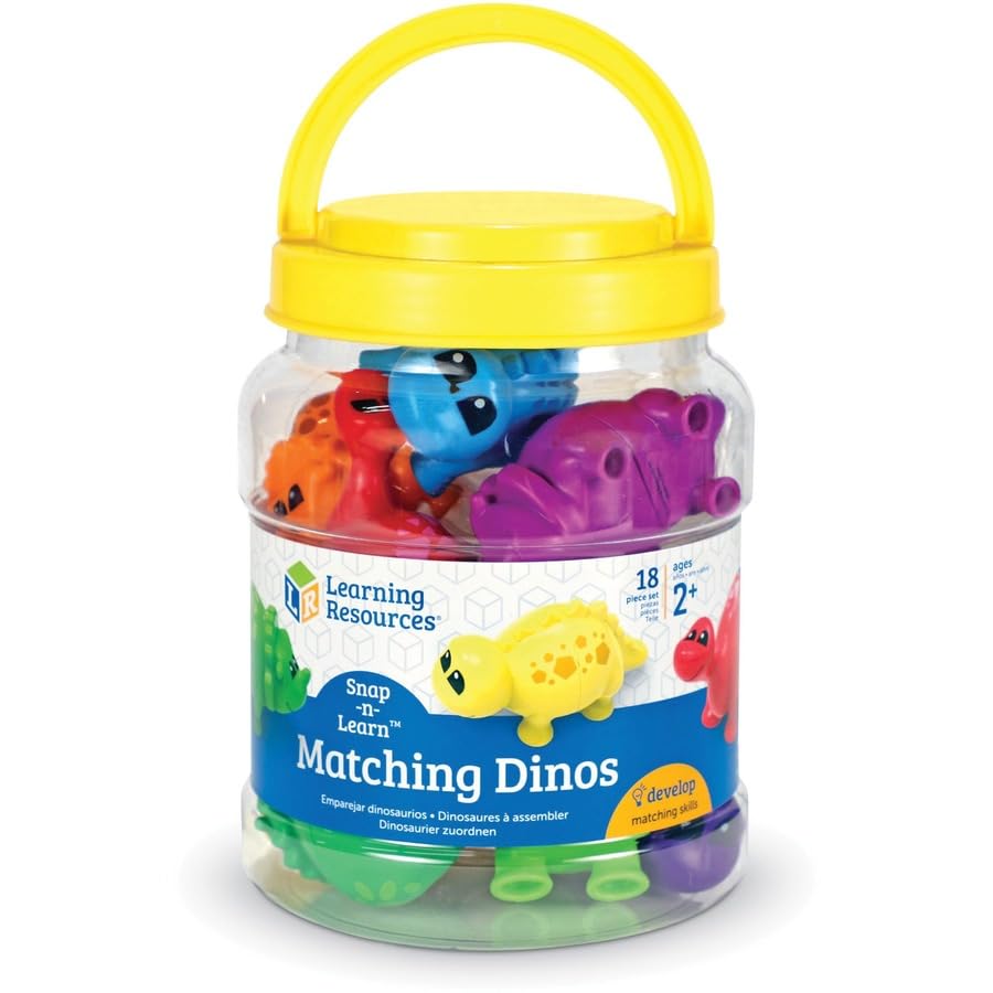 Learning Resources Snap-n-Learn Matching Dinos - Dinosaur Toys, Mini Plastic Figures, Sensory Bin, Toddler Travel Games, Shape Sorter, Preschool, Fine Motor Skills, Montessori Counting Nirvana Guru