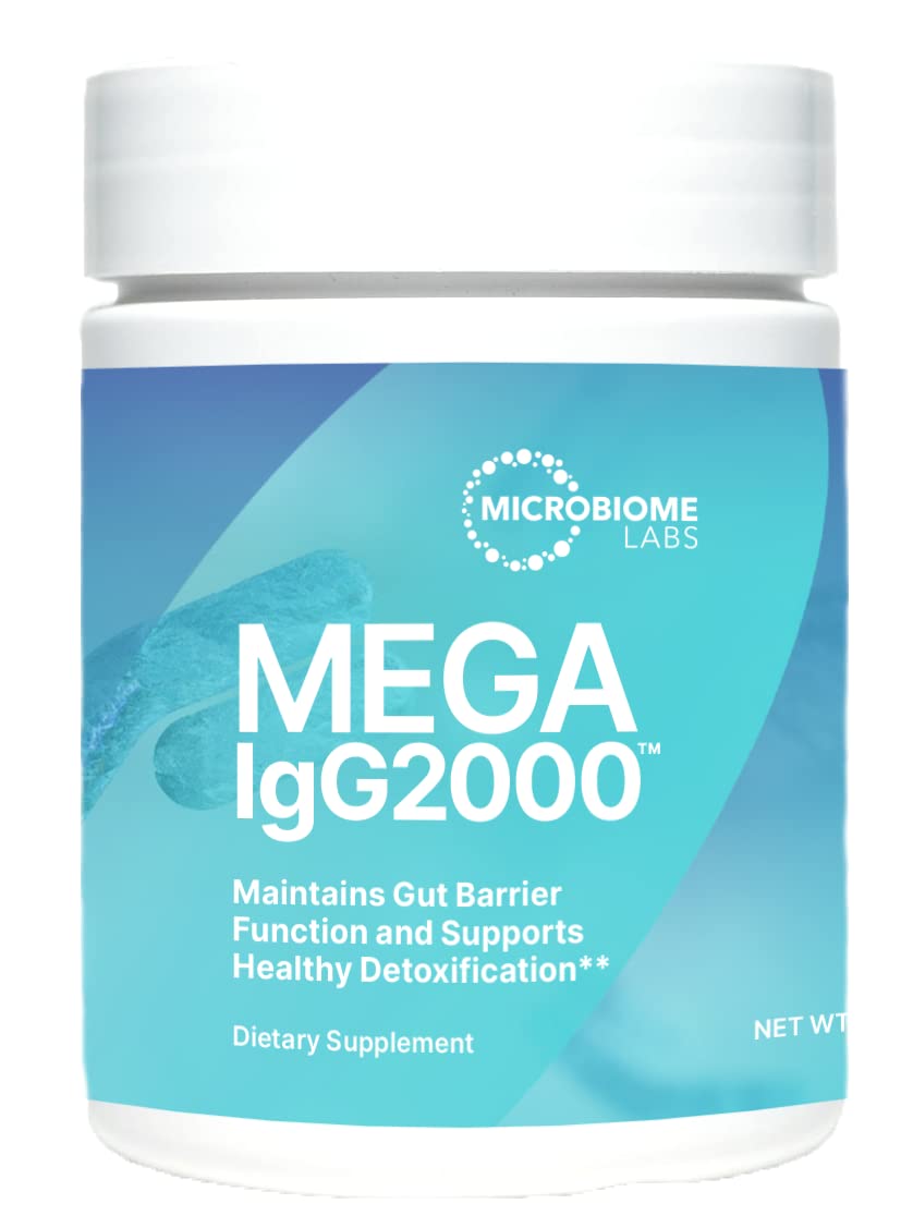 Microbiome Labs Mega IgG2000 Capsules - Dairy Free Bovine Colostrum Supplement Alternative - Immunoglobulin Supplement from Bovine Serum to Support Digestive Health (120 Capsules) - Nirvana Guru